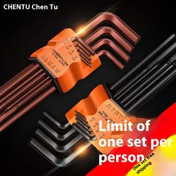 9pcs Hex Wrench Set Allen Wrench Tool Square Wrench Torx Inner Hexagonal Long Ball End L Key 1.5 - 10mm With T-Handle