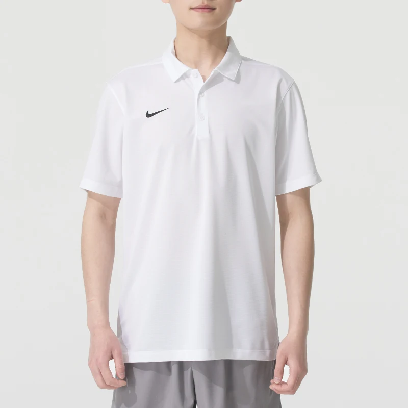 nike-men's-polo-shirt-with-lapel-outdoor-commuting-breathable-solid-color-knitted-short-sleeve-ib8831-100