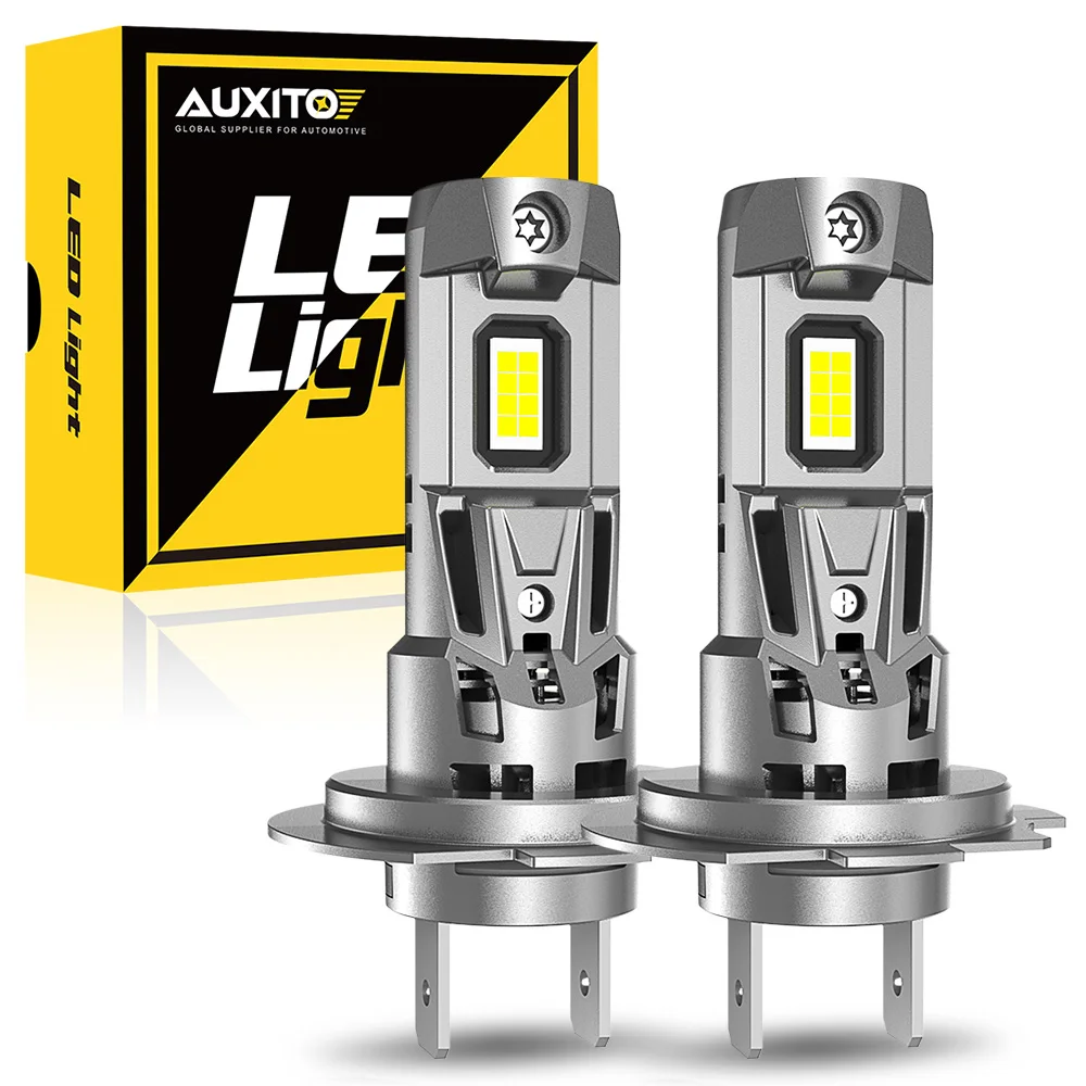 AUXITO 2Pcs Mini H7 LED Headlight Bulbs CANBUS 22000LM 120W Car Turbo Driving Headlamp Error Free 6500K White High Low Beam 12V