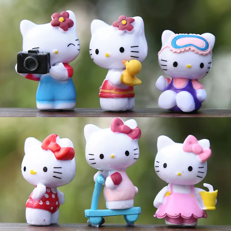 2.8-4 cm 6 stks/partij Anime Sanrio Hello Kitty Action Figure Speelgoed Leuke Kuromi Mymelody Cinnamorol Beeldje Poppen kinderen Kids Geschenken
