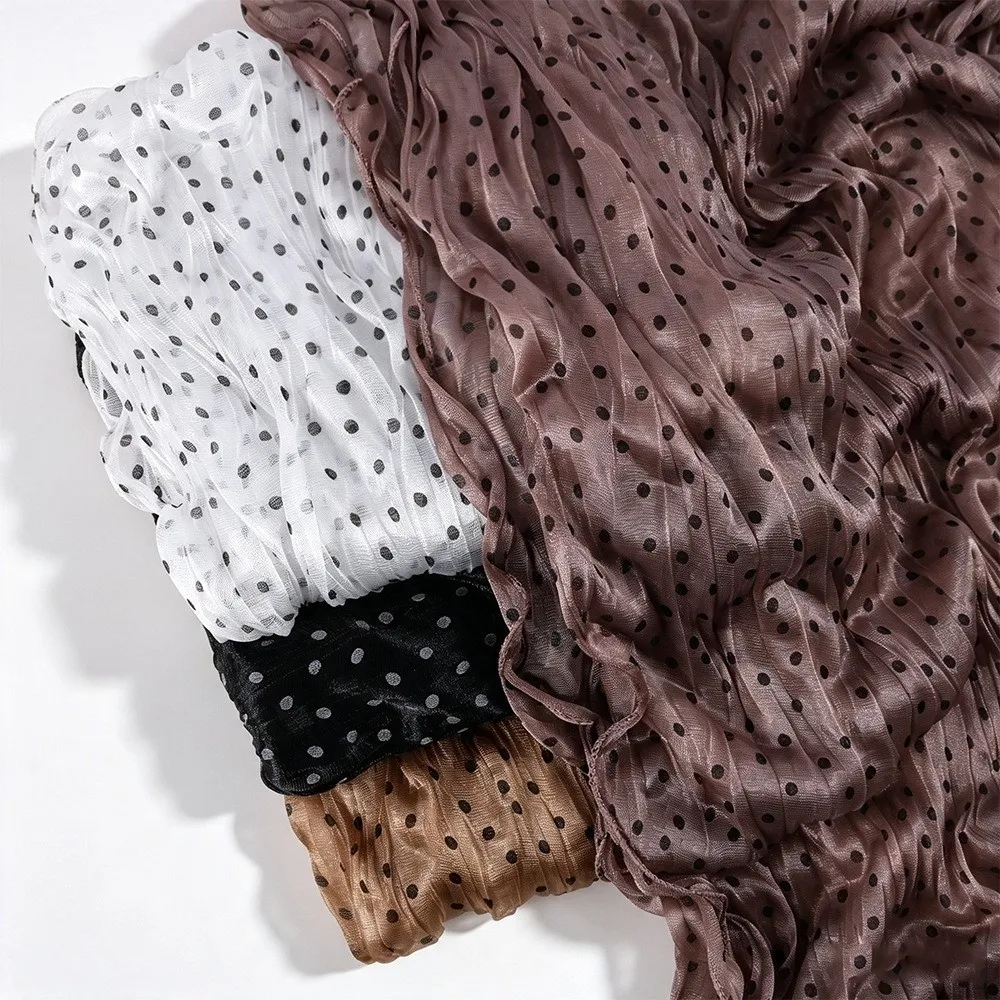 Fashion polka dot Silk Scarf Ruffled Edge Shining Chiffon Hijab Veil Soft Chiffon Ramadan Long Scarf Outdoor