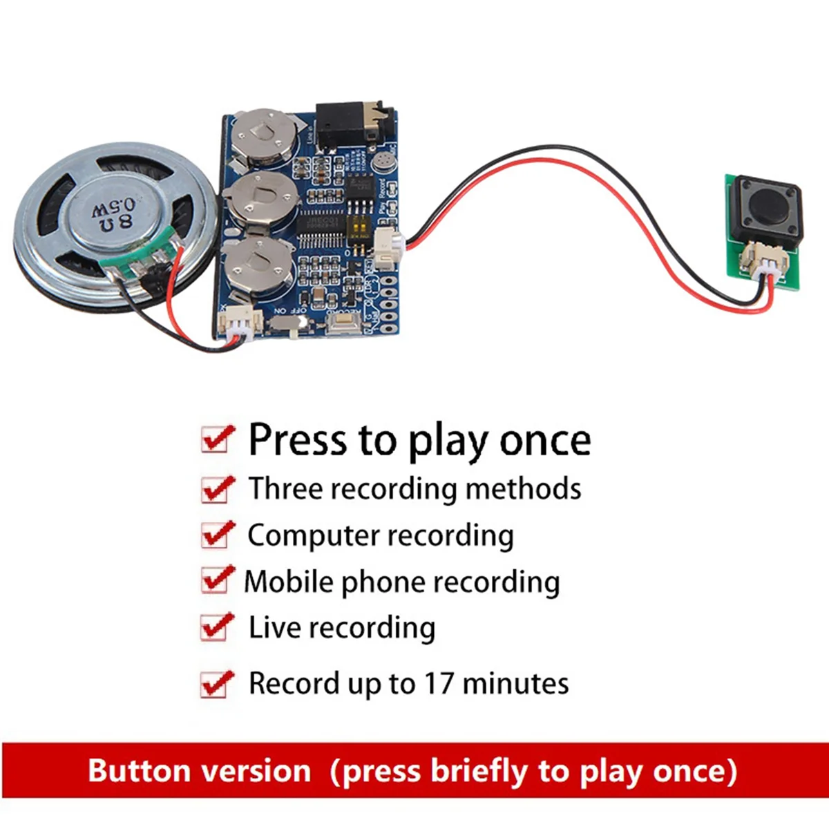 N16R 17 Minutes Sound Voice Audio Music Recorder Board Chip Programmable Music Module for Greeting Card Self-Made Gift