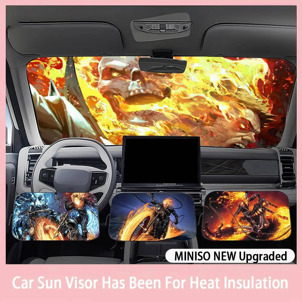 

Marvel Ghost Rider Car SunShade Windshield sunshade blocks ultraviolet rays, car insulation sunshade protector