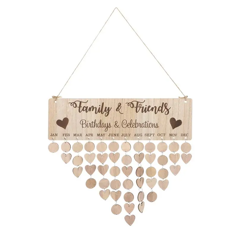 Nordic Style Famliy Celebrations Reminder Calendar Wooden DIY Calendar Birthday Anniversary Reminder Hanging Decorcation