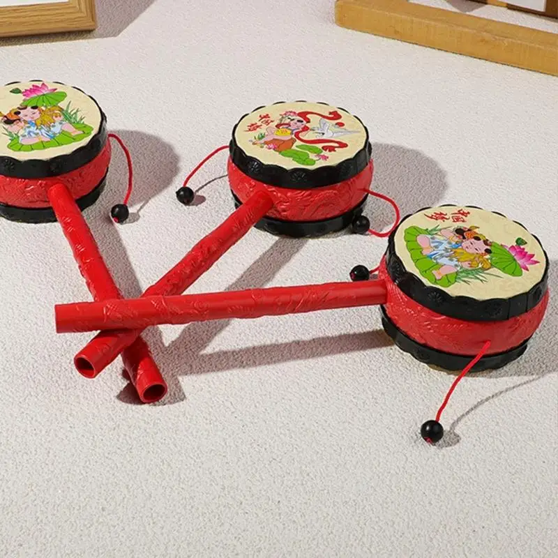 J2HF 6PCS พลาสติก Rattle Drum Monkey Drum Percussion Instunment เขย่ากลองสำหรับเด็กของเล่นการศึกษาหมุนกลอง Rattle