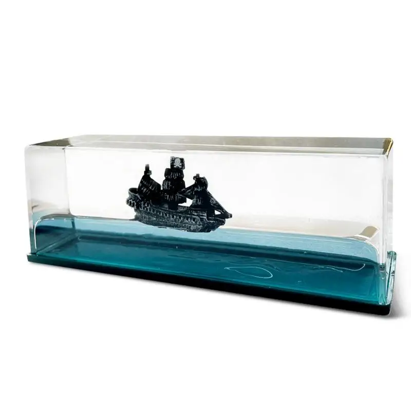 Creative Ghost Ship Black Pearl Cruise Ship Fluid Liquid Drift Bottle Table Decor Unique Acrylic Gift Floating Boat