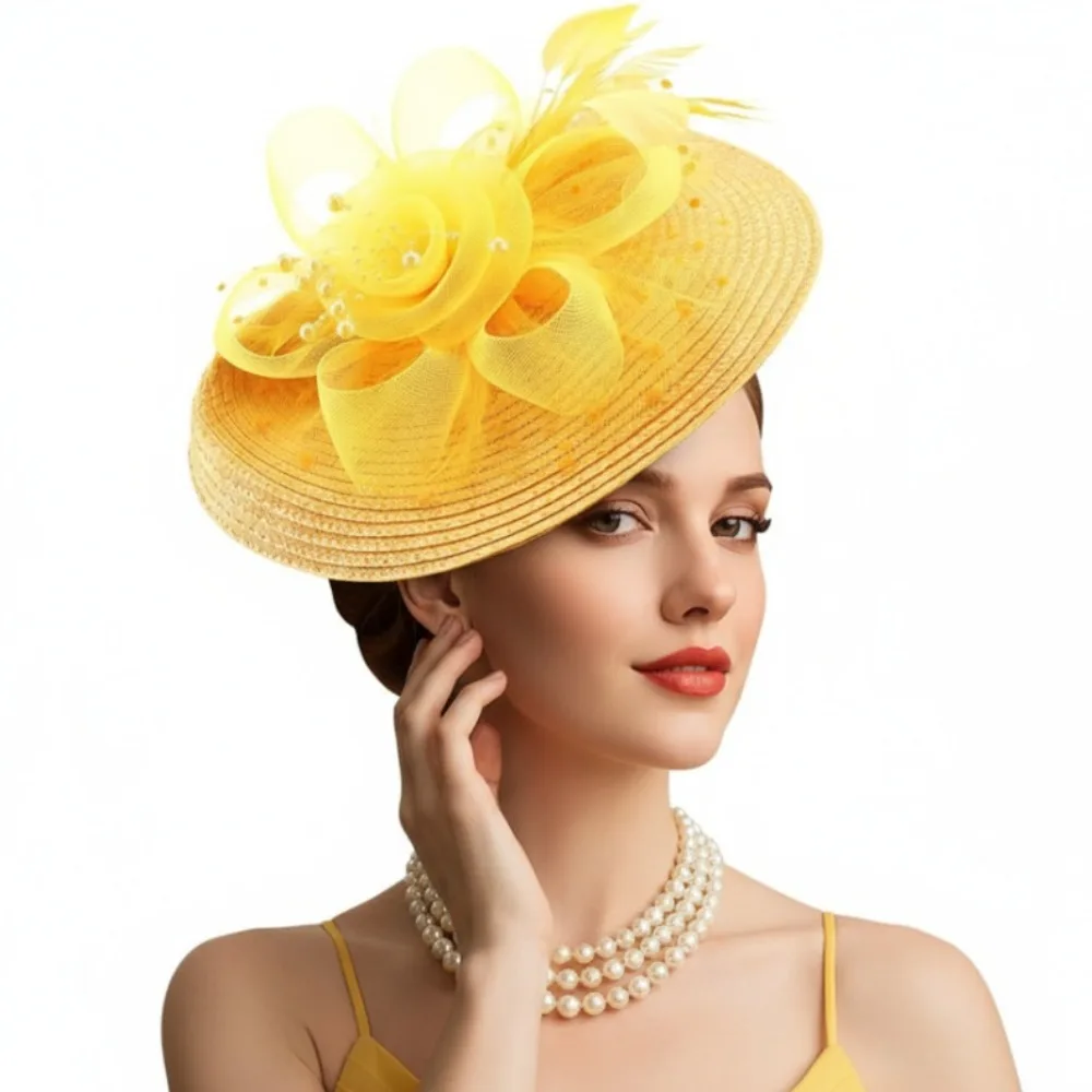 

Hair Band Exquisite Mesh Feather Headband Sweet Elegant 1920s Hair Accessories Formal Hat Bride Headdress Photography