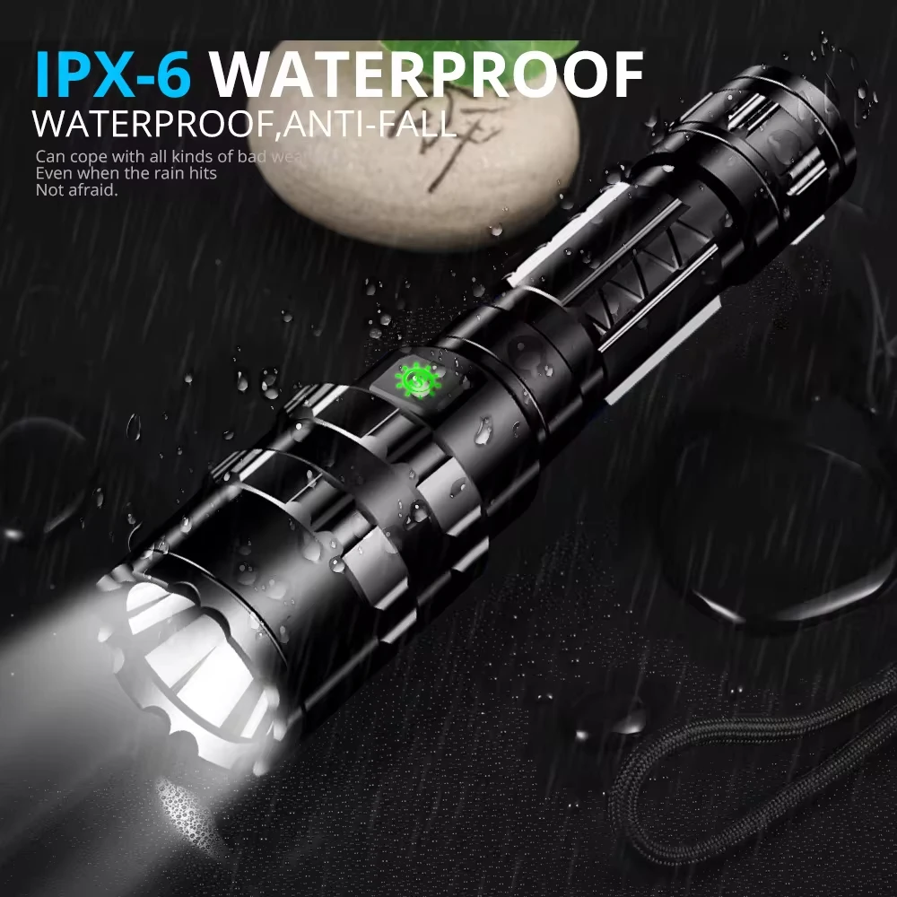 High Lums Professional High Power LED Flashlight Tactical Scout Torch Lights L2 Rechargeable Waterproof Fishinglights Hunting