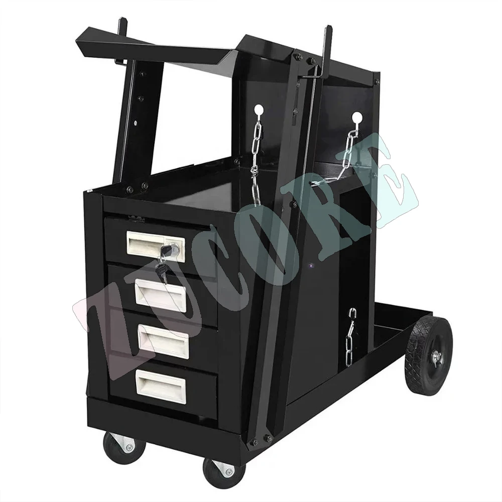 عربة أدوات عربة لآلة لحام أربع طبقات أدراج لحام سيارة سحبت باليد إصلاح السيارات عربة متنقلة