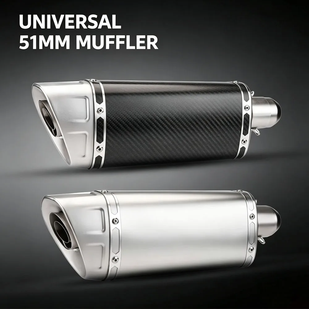 Motorcycle Exhaust Tail Tube Kit Motorbike Universal 51MM Interface Muffler With DB Killer Compatible Original Position For MT09
