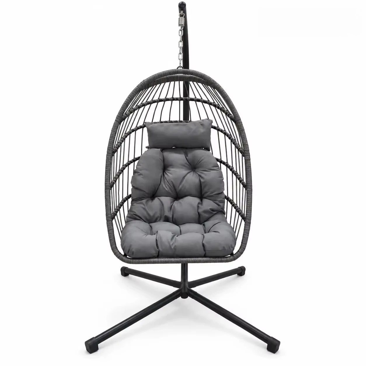 Patio Swing With Stand Outdoor Furniture Set Kids Adults Garden Relax Hammock Double Wicker Rattan Hanging Swing Chair