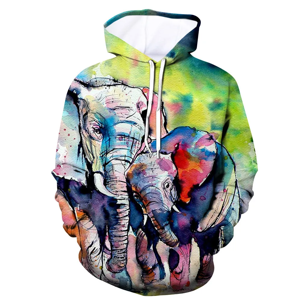 New Woman Pullovers Printing Cartoon Elephant Spring Autumn Animal 3d Hoodies Unisex