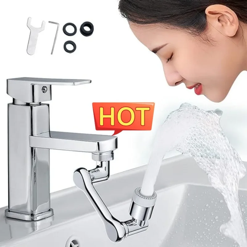 Universal Faucet Rotation Extender 1080° Faucet Aerator Splash Filter Kitchen Tap Washbasin Faucets Bubbler Nozzle Robotic Arm