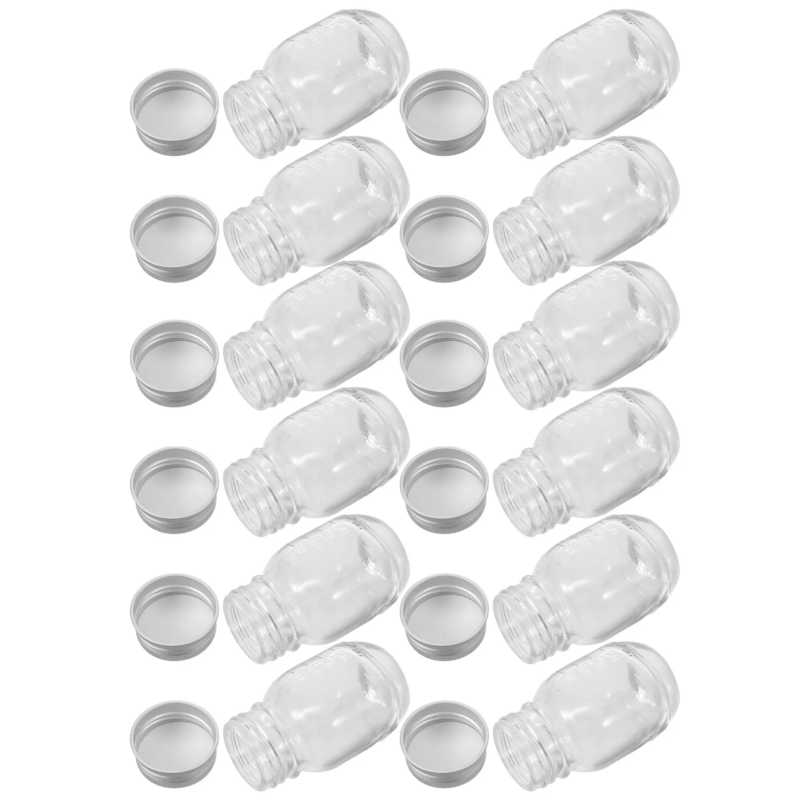 12Pcs Lab Sample Bottles Transparent Glass Screw Cap Graduated Wide Mouth Liquid Storage Jars Reagent Chemistry Bottles Glass