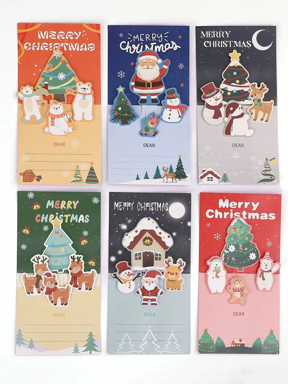 6 Stück 3D-Weihnachtskarten mit zufälligen Mustern und Umschlägen - Weihnachtsszene, Weihnachtsmann, Rentier - Feiertagsgrußkarten für Freunde und Familie, Weihnachtsbotschaftskarten, Geschenke für den Heiligabend, Fir – Detail 7