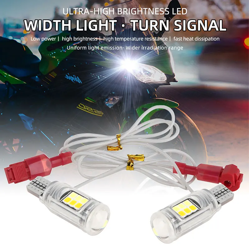 2pcs T15 Led Motorcycle Turn Signal Light Dual Contact Lights Width Lamp LED Parking Bulb Lighting 16SMD Motorbike Accessories