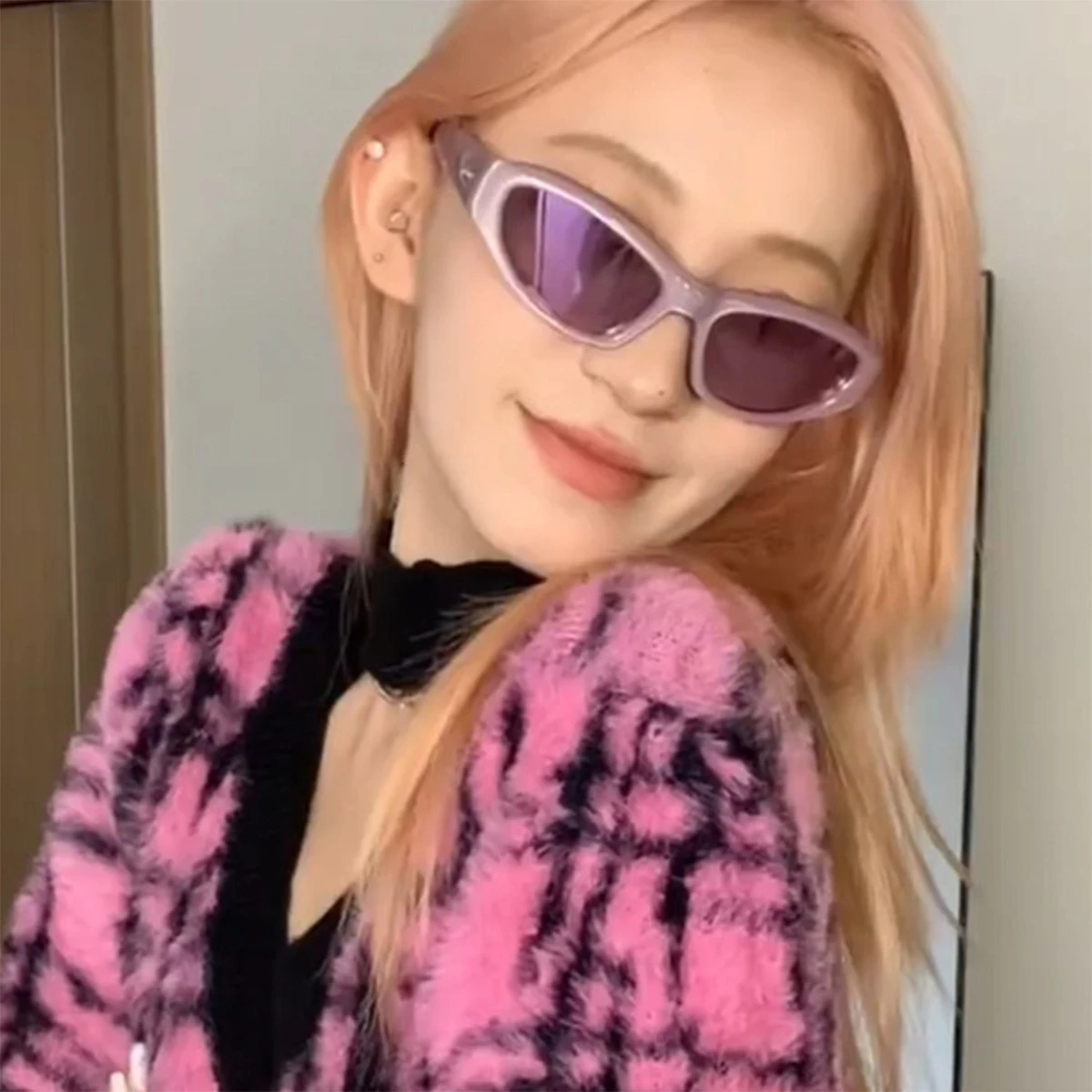 star Y2K Style Women Cat Eye pink Sunglasses Fashion Colorful Mirror Goggles Men Punk Sports Sun Glasses Brand Designer