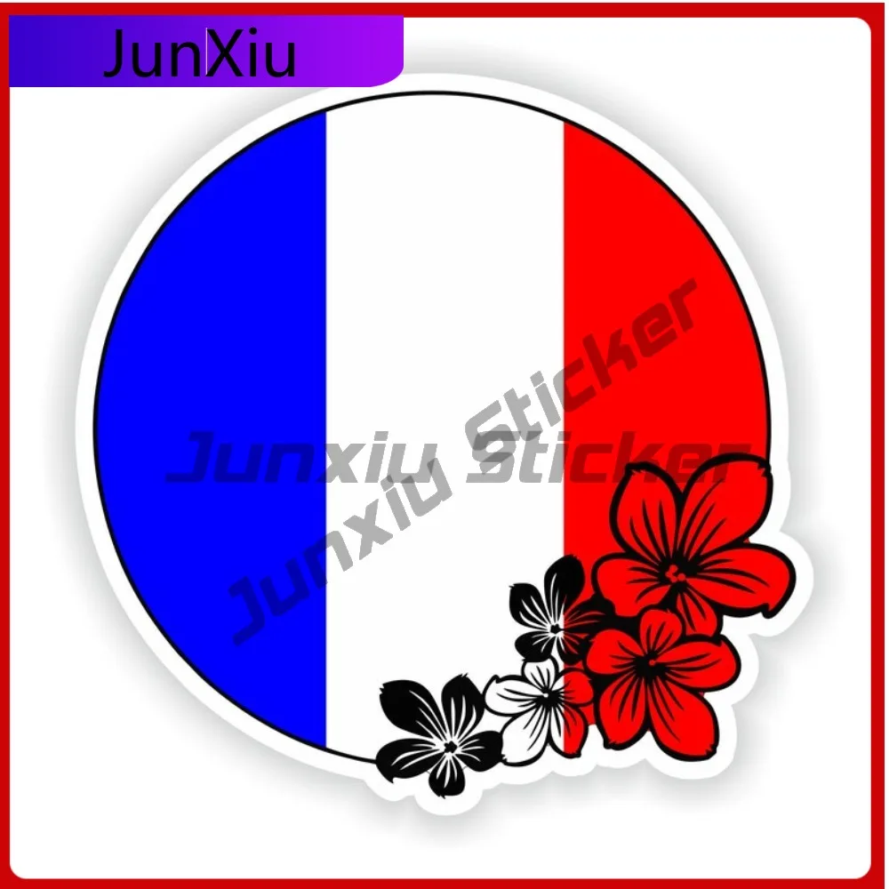 

France Round Flag Flower Emblem Vinyl Car Sticker Custom Decals Sticker Decoration Car Cover Suv Waterproof Outdoor Stickers Pvc
