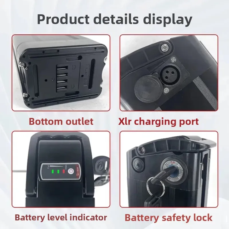 for Silverfish 36V 48V Lithium Battery 10Ah 12Ah 20Ah Bottom Mount 4 Pin Output Electric Bike E-bike Scooter Power Pack