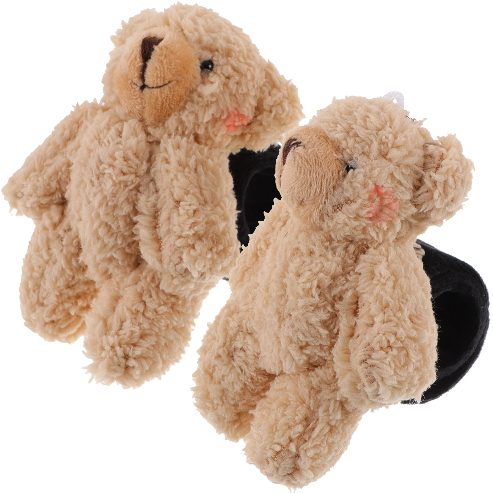 2 pezzi Braccialetti regalo Orso di peluche Anello schiaffo Premio in classe Polso animale Bomboniere Mini 235X85X5CM Anelli Bambino bianco