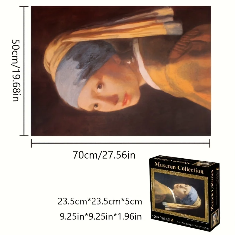 Puzzle "fille avec boucles d'oreilles en perles", 1000 pièces, Johannes Vermeer |   Papier, couleurs mélangées, décoration d'intérieur, jouets puzzle, naissance amusante des vacances