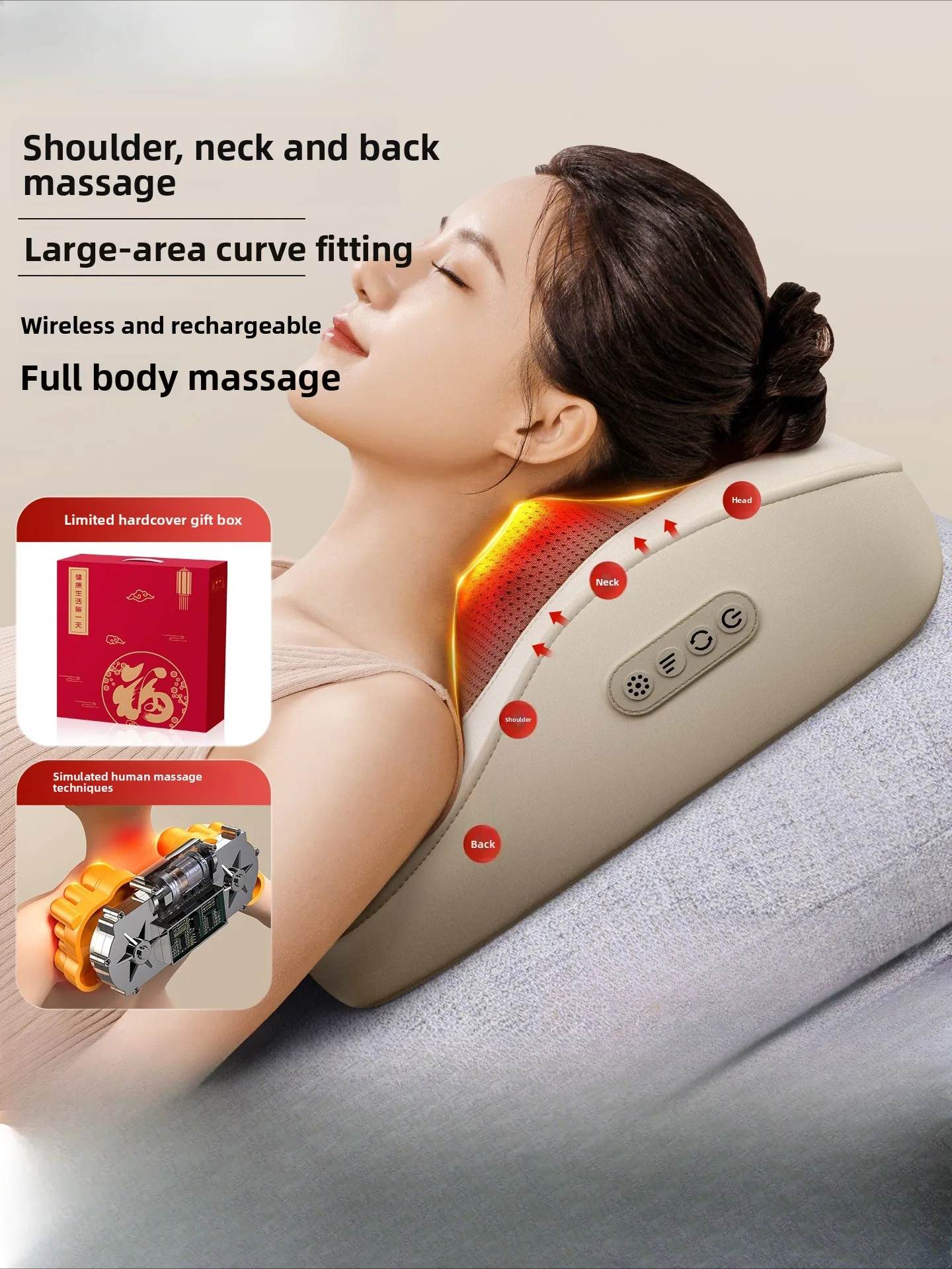 

Cervical Massager Genuine Back Waist Multifunctional Fully Automatic Pillow Shoulder Neck Kneading Dredging Instrument Gift