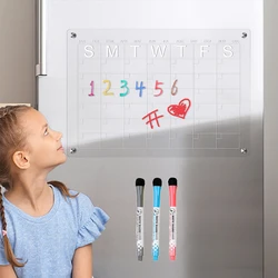 Clear Acrylic Magnetic Fridge Whiteboard Weekly Planner Board Refrigerator Calender Board Dry Erasable Schedule for Home Office