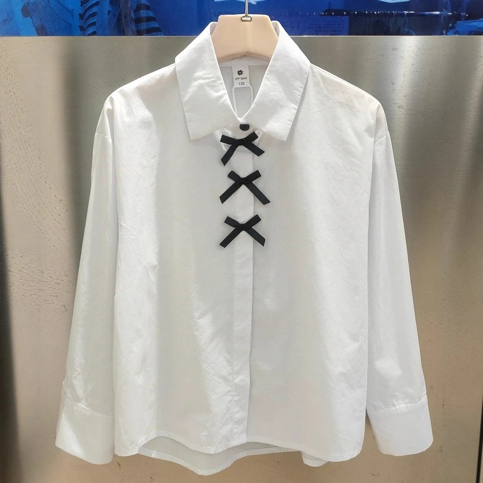 

2025 Autumn new Girls shirt White Fashion Cotton kids tops