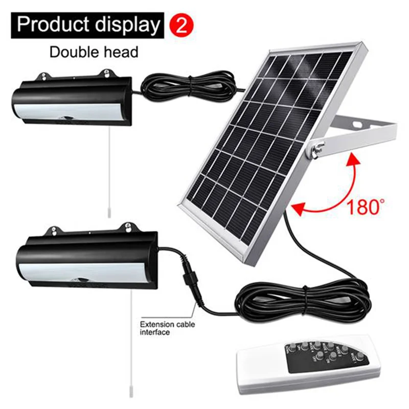 Double Head Solar Pendant Light Outdoor Waterproof Garden Motion Sensor LED Dimmable Remote Cord Solar Light Shed Durable