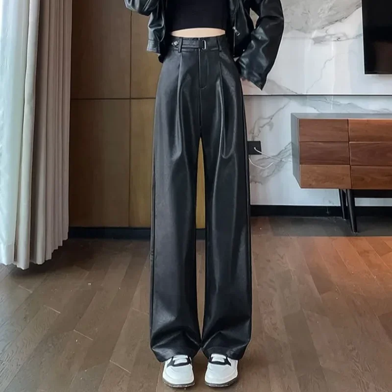 Woman Trousers Fluid Wide Leg Korean Fashion Pants for Women Chic and Elegant Trends 2024 Comfortable Stretch Autumn Classic G