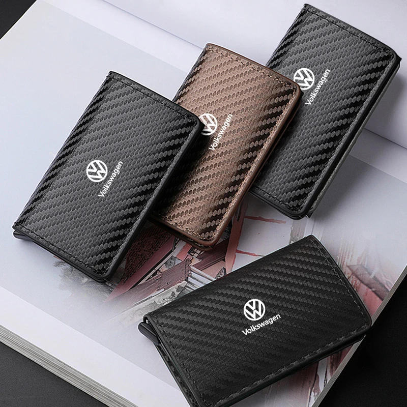 Carbon Fiber Credit ID Bank Card Holder Men Wallets Car Accessories For Volkswagen VW Golf 4 6 GTI Tiguan Passat B5 MK5 MK6 Polo