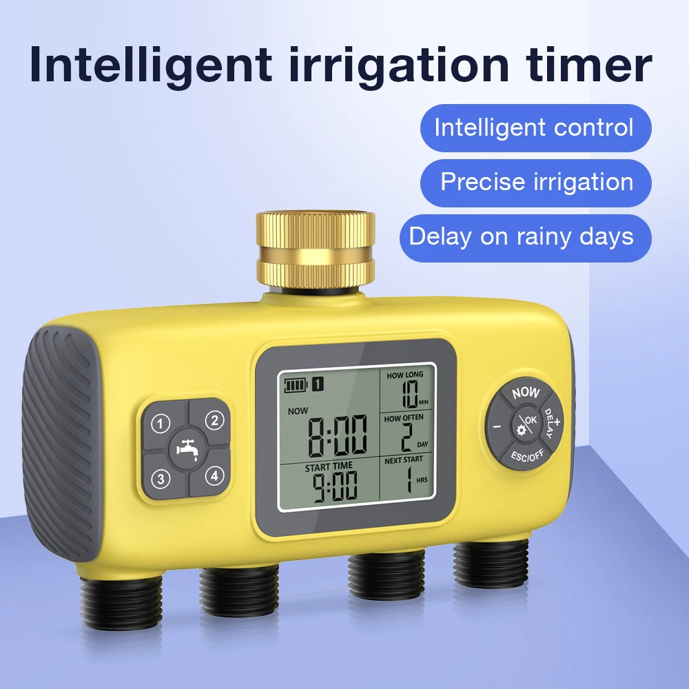 

4-outlet Water Timer IP55 Waterproof Valve Controller Automatic Irrigation System for Garden Lawn Plants Watering Timing System