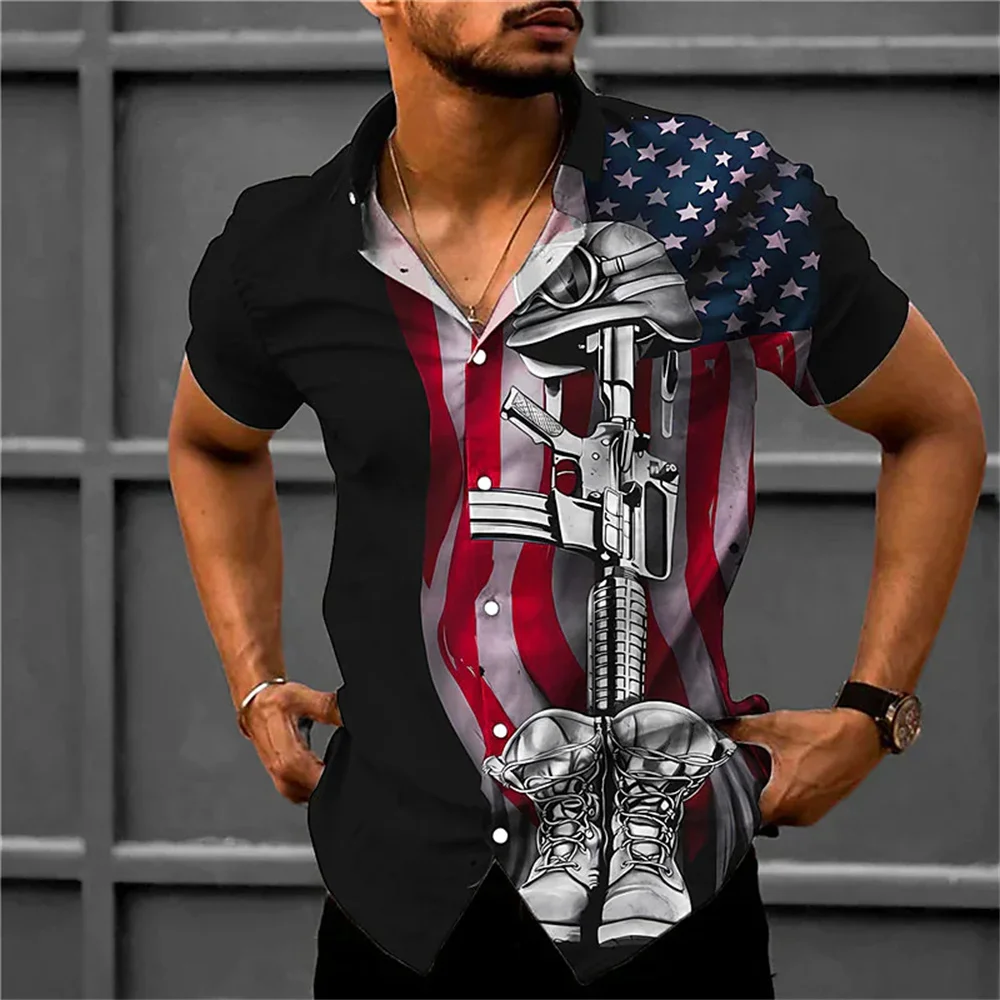 

New men's high -quality shirt print lapel single -breasted short -sleeved shirt fashion men's street clothing 2023 summer