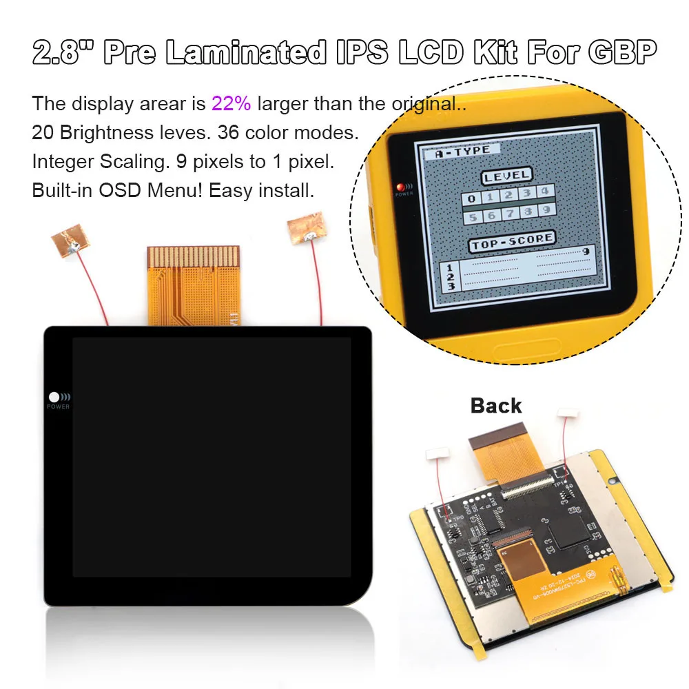 hispeedido-laminated-28-inch-larger-ips-screen-lcd-integer-scaling-build-in-osd-for-gbp-gameboy-pocket-retro-pixel-screen-kits