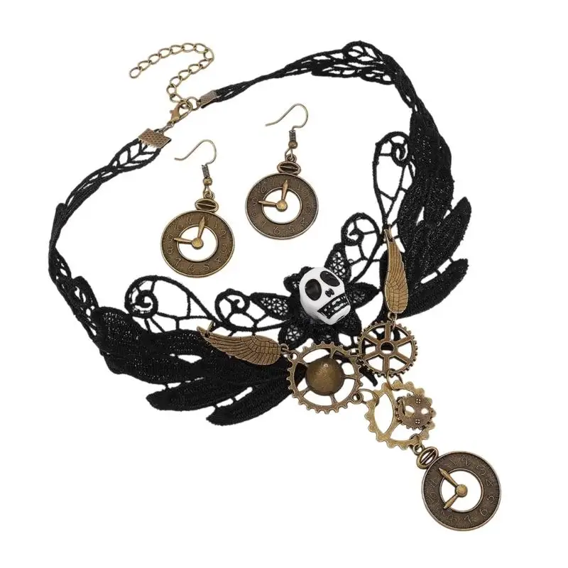 652F Phong Cách Khoa Học Viễn Tưởng Gothic Ren Vòng Cổ Choker Bộ Bông Trang Phục Halloween Trang Sức