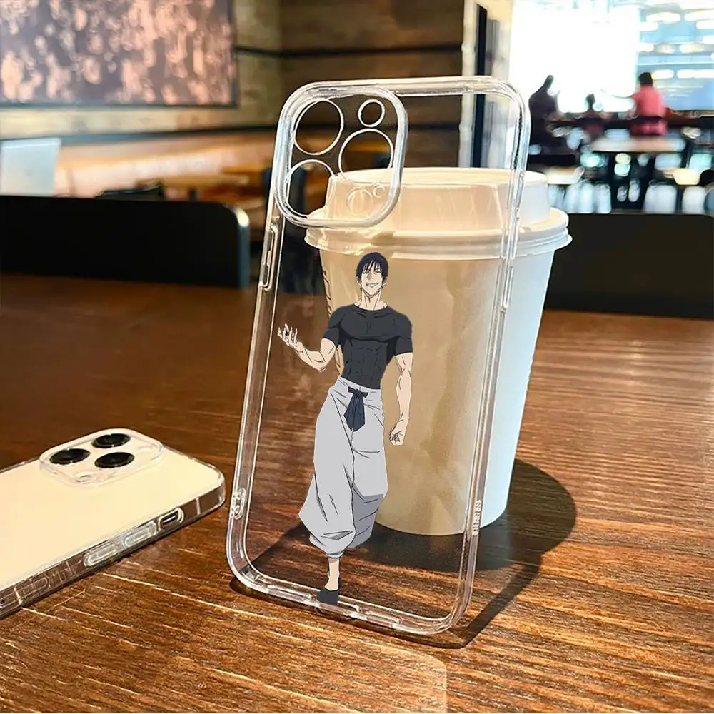 حافظة هاتف J-Jujutsu K-Kaisen T-Toji F-Fushiguro لهاتف iPhone17,16,15,14,13,12,11 Plus,Pro Max غطاء شفاف ناعم