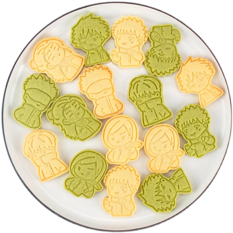 6Pcs Anime Jujutsu Kaisen Cookies Cutter Set Tools 3D Pressing Cookie Biscuit Mold Baking Tools Kitchen Christmas Halloween Gift