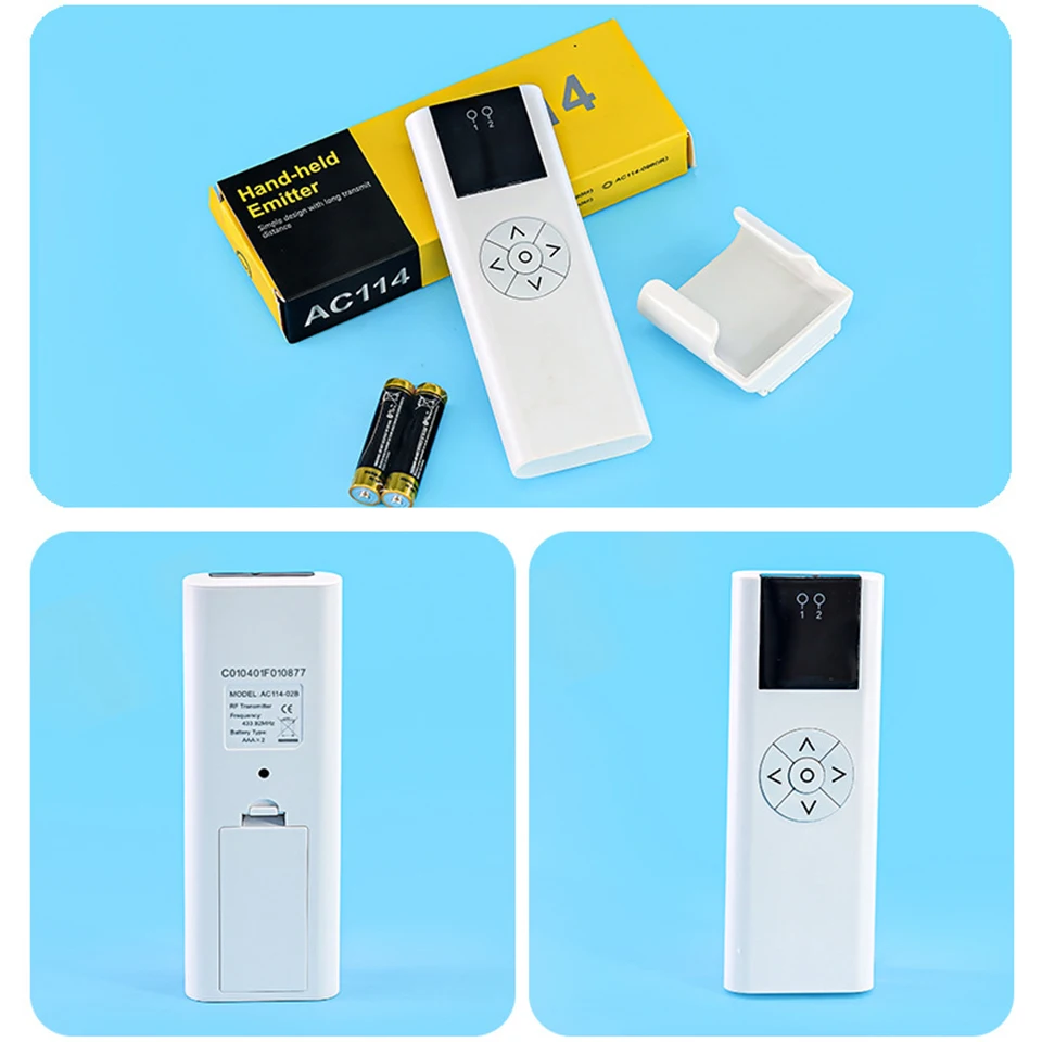 A-OK AC114 01/02/06/16 Channel Hand Held Emitter for AOK RF433 Curtian Motor/Tubular Motor Wireless Remote Controller for Home