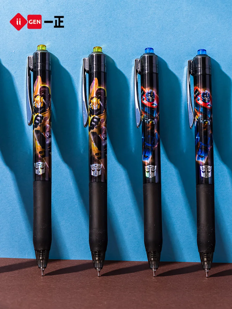 IIGEN-Bolígrafo neutro transformador, tinta negra, grado tres, cabeza de pepino para niños, bolígrafo prensado para escribir Optimus Prime, papelería para estudiantes