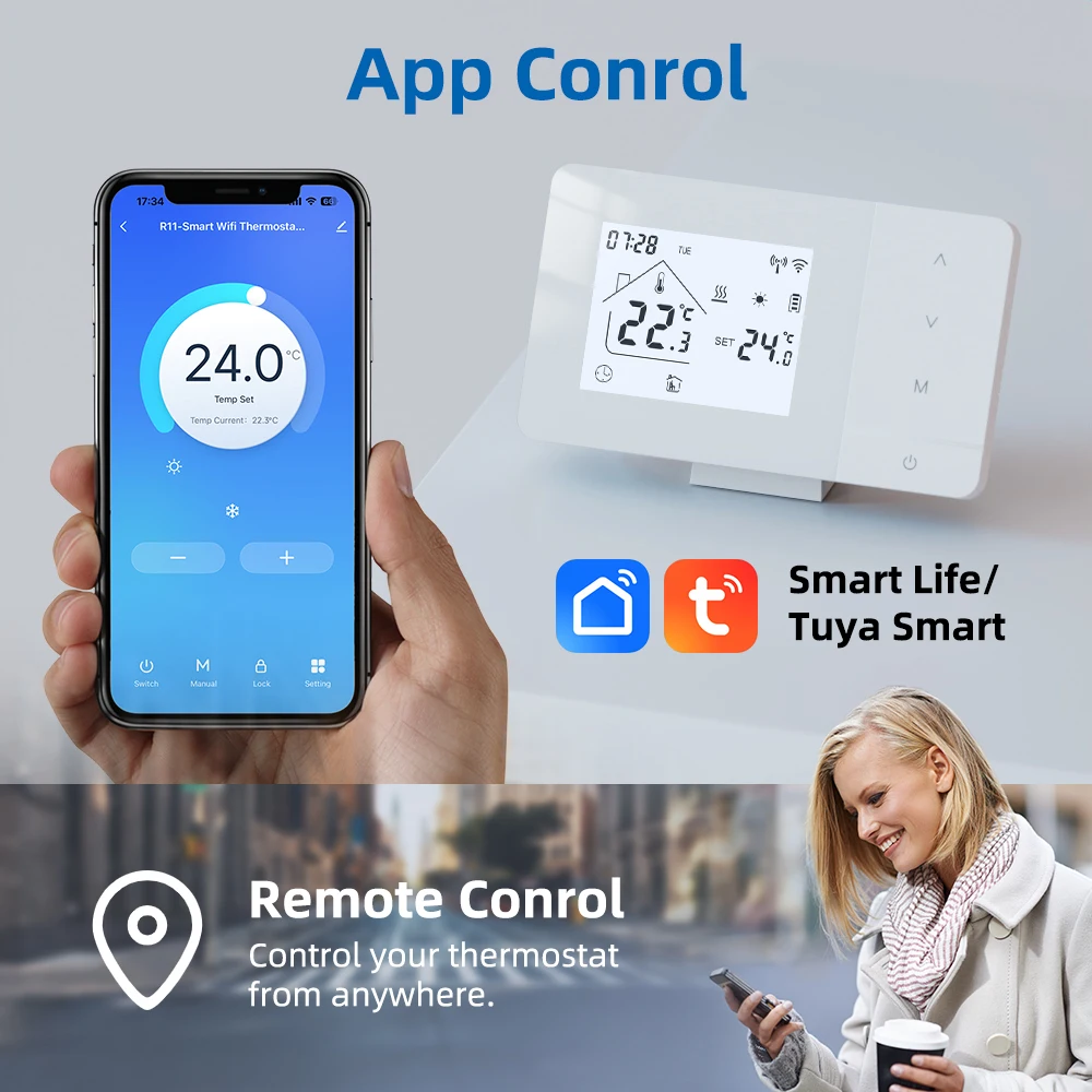 جديد التدفئة/التبريد RF ترموستات لاسلكي 8 منطقة محور تحكم التدفئة المركزية لتسخين المياه الغاز المرجل المحرك مضخة #4