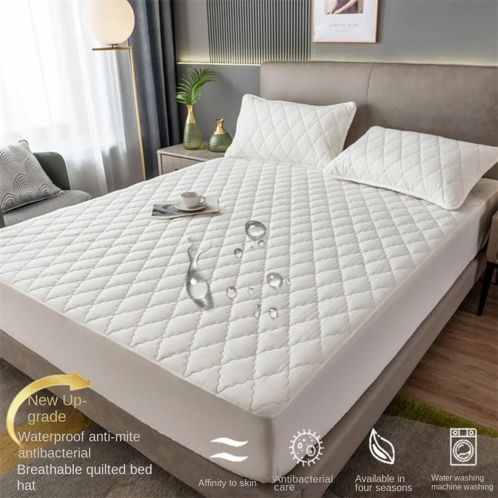 2024 Waterproof Fitted Sheet with Elastic Band Quilted Mattress Dustproof Bed Mat Hotel