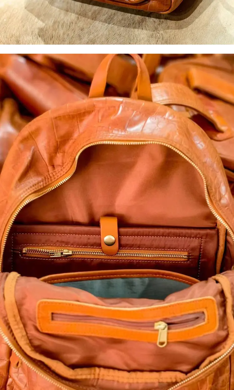 Vintage handmade vegetable tanned cowhide men's women's backpack casual outdoor travel work genuine leather laptop bookbag