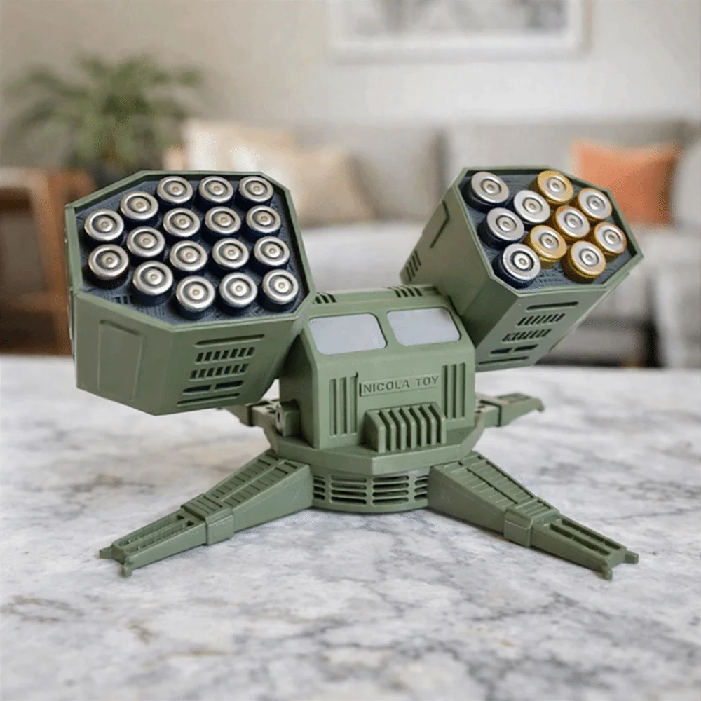 

AA Type Battery Storage Box 360 Rotation AAA Type Desktop Ornament Creative Design Mecha Style Battery Case Office Decoration