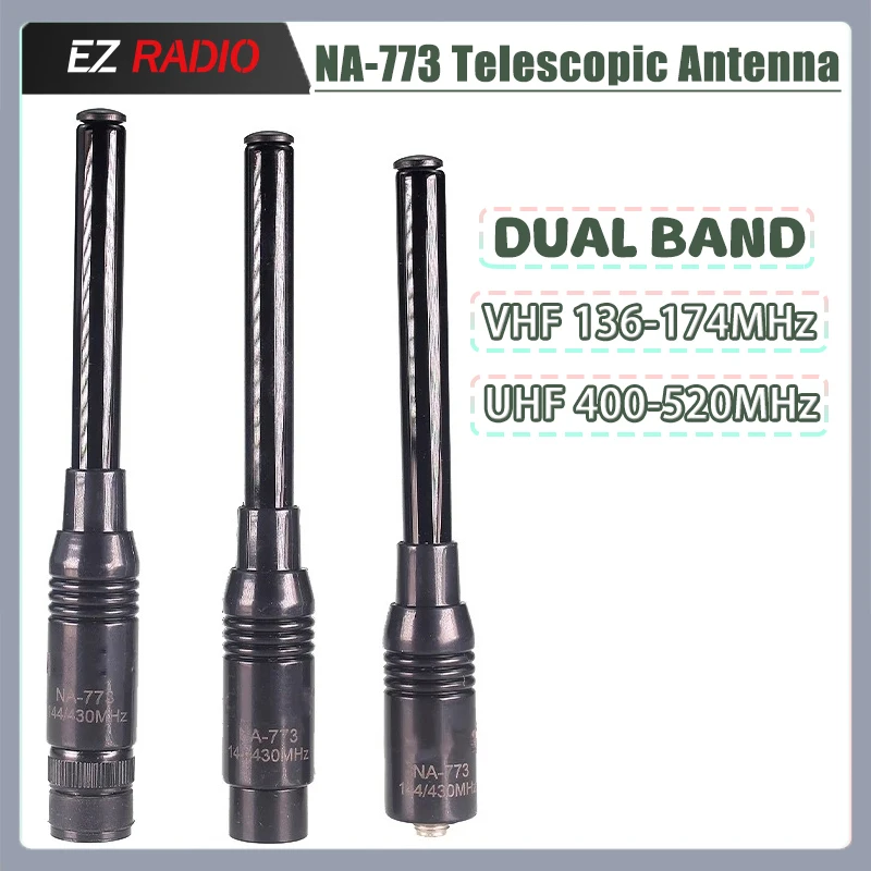 NA-773 Telescopic Antenna  UHF/VHF Dual Band SMA-F SMA-Male BNC High Gain Aerial Quansheng UV-K6 UV18 Pro Max Radio Accessories