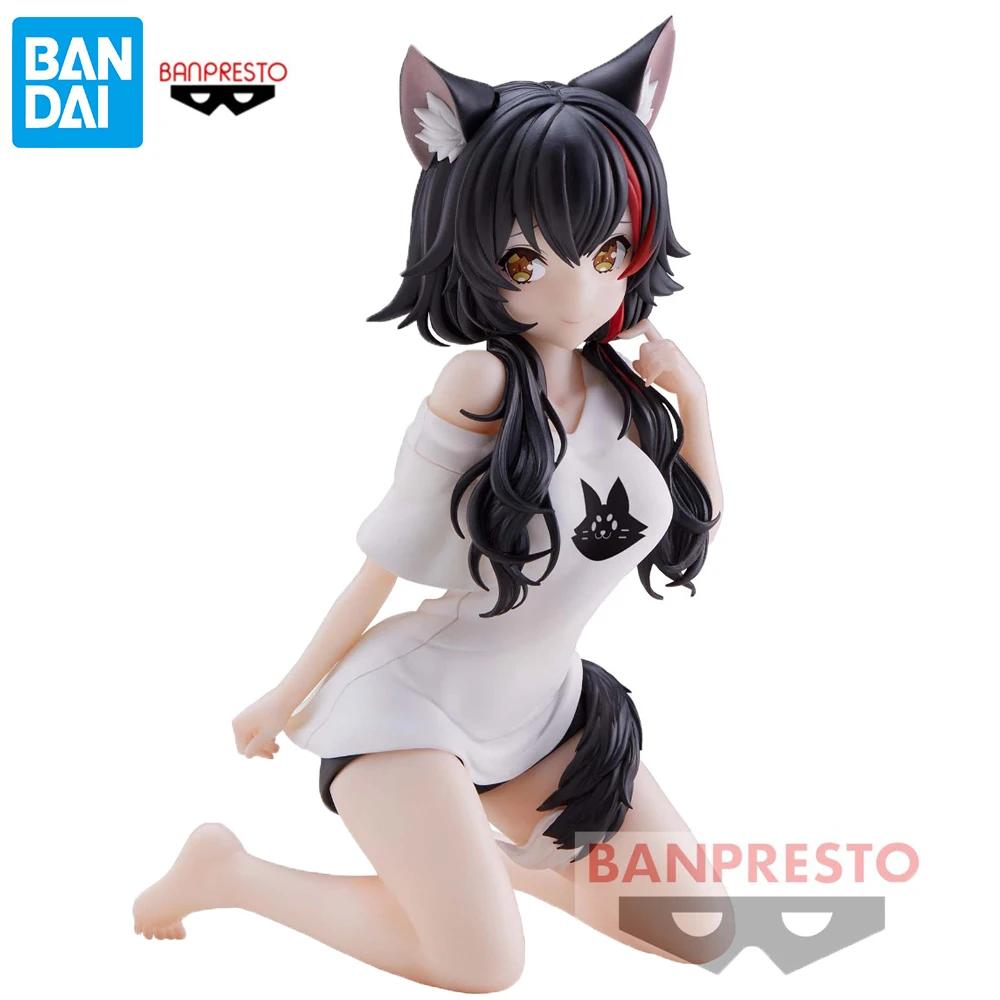 Original Banpresto Hololive Relax Time Ookami Mio 130mm Desktop Ornaments Collectible Anime Action Model Toy Gift for Kid