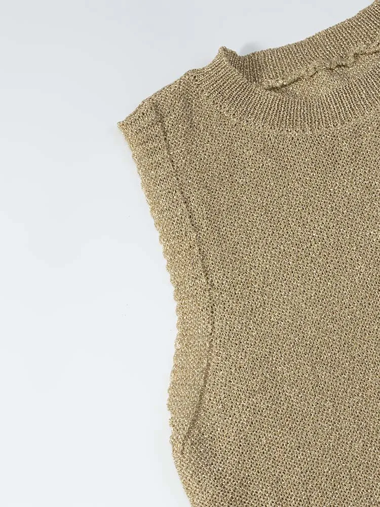 Women's round neck sleeveless tassel design camisole knit vest | Fashionable and versatile women's top, Casual Elegant