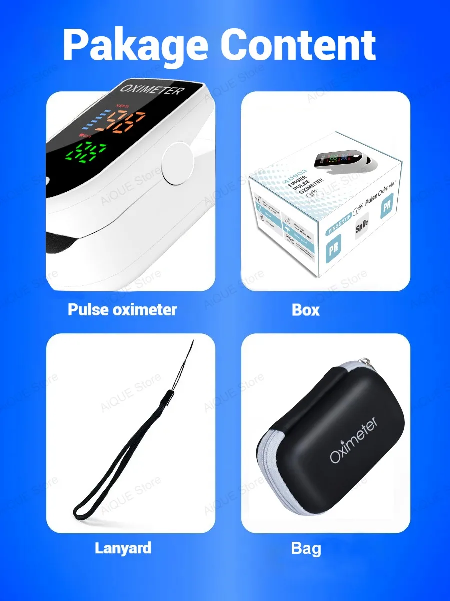 AiQUE LED Medical Digital Fingertip Pulse Oximeter Blood Oxygen Saturation Meter Finger SPO2 PR Monitor Oximetro gallery 4
