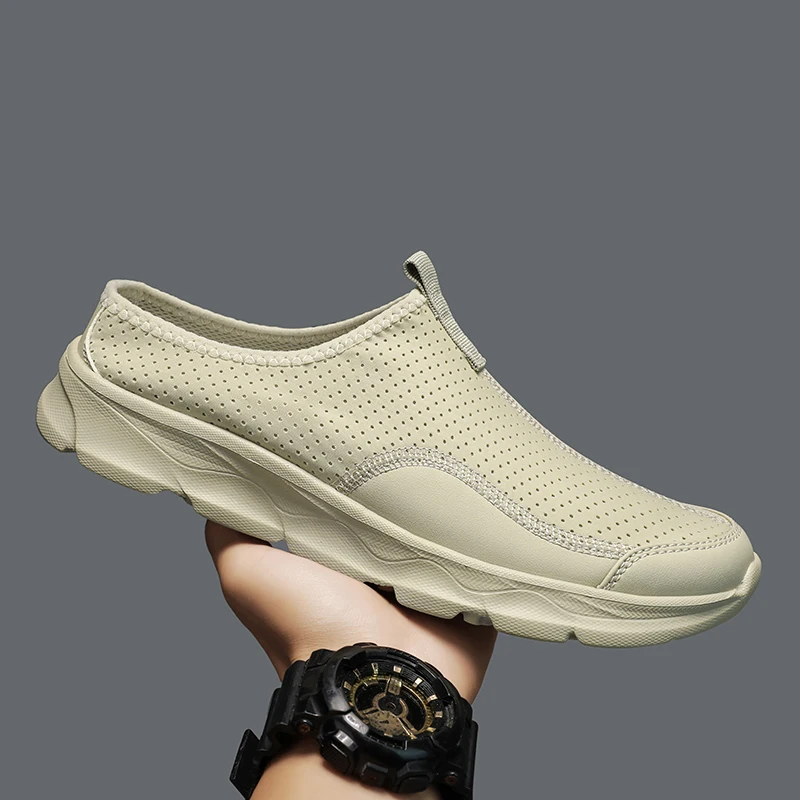 

Стильные домашние тапочки, мужские получешки без шнуровки, сетчатые сабо, удобные тапочки, домашняя обувь, домашняя легкая моющаяся обувь