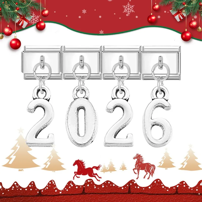 أحدث صيحات الموضة للرجال والنساء 26 قلادة بحروف إنجليزية وصلات ساحرة تناسب سوار 9 مللي متر من الفولاذ المقاوم للصدأ صنع مجوهرات ذاتية الصنع