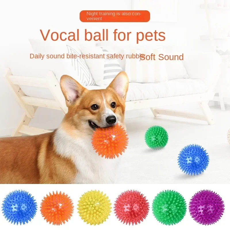 

Explosive Squeaky Dog Ball, TPR Sound Molar Training, Pointed Prick Pet Ball, Toy Basket for Large Dogs